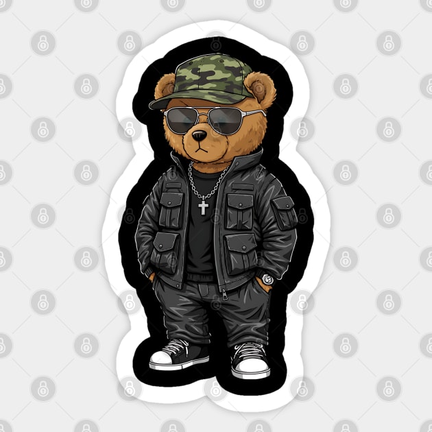 Hip-Hop Teddy Bear - Black Style Sticker by UrbanLifeApparel